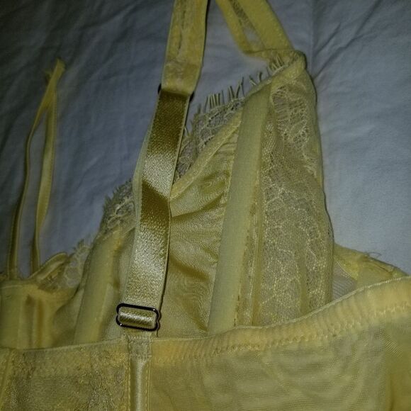 NWT Victoria’s Secret Dream Angels lemon yellow unlined lace-up corset top XL N - Picture 12 of 13